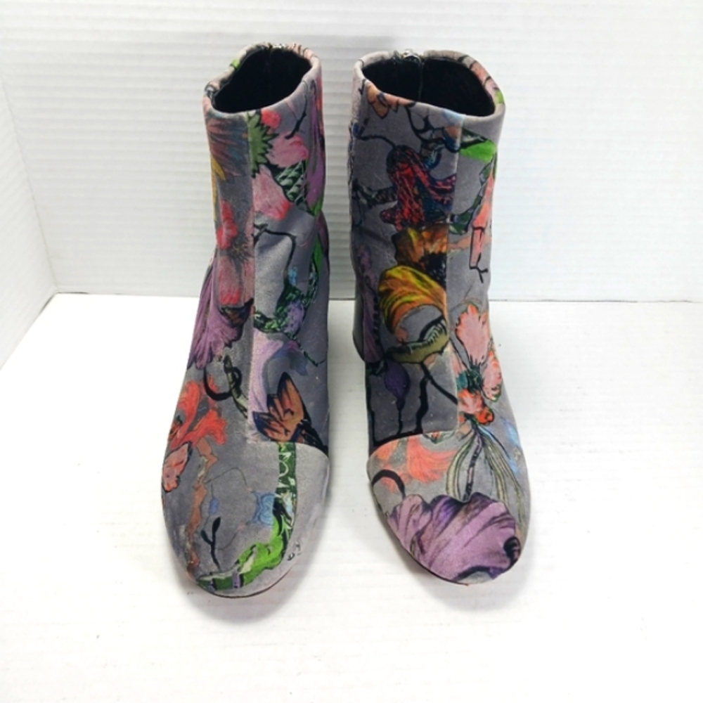 RAG & BONE Drea Floral Velvet Print Back Zip Block Heel Ankle Boots EUC Sz 36 - Picture 14 of 16
